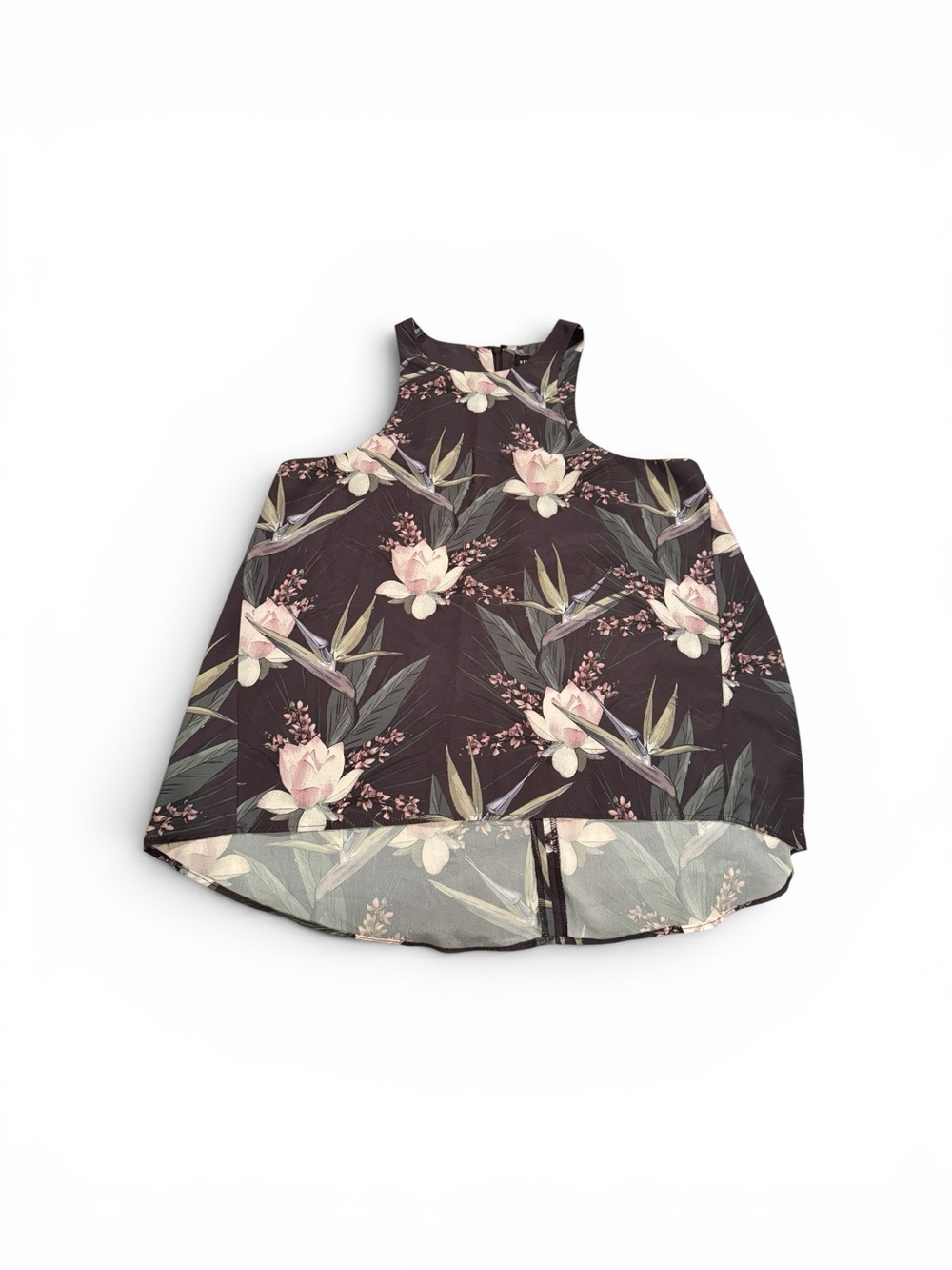 Stylestalker Sleeveless Floral Halter swingy trapeze tank GORGEOUS fabric - Picture 2 of 3